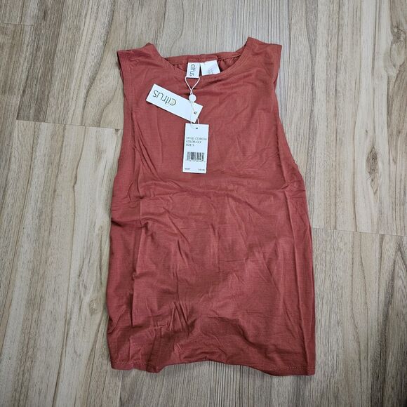 Citrus Lounge Around Jersey Tie Back Tank Top Clay Orange Size Small - Picture 2 of 10